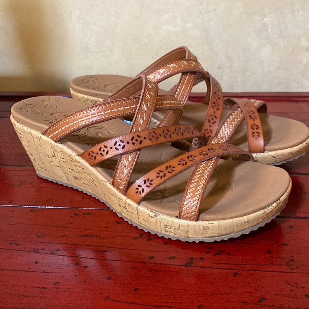 Skechers Beverlee Vegan Wedge Strappy Sandals- Tiger Posse